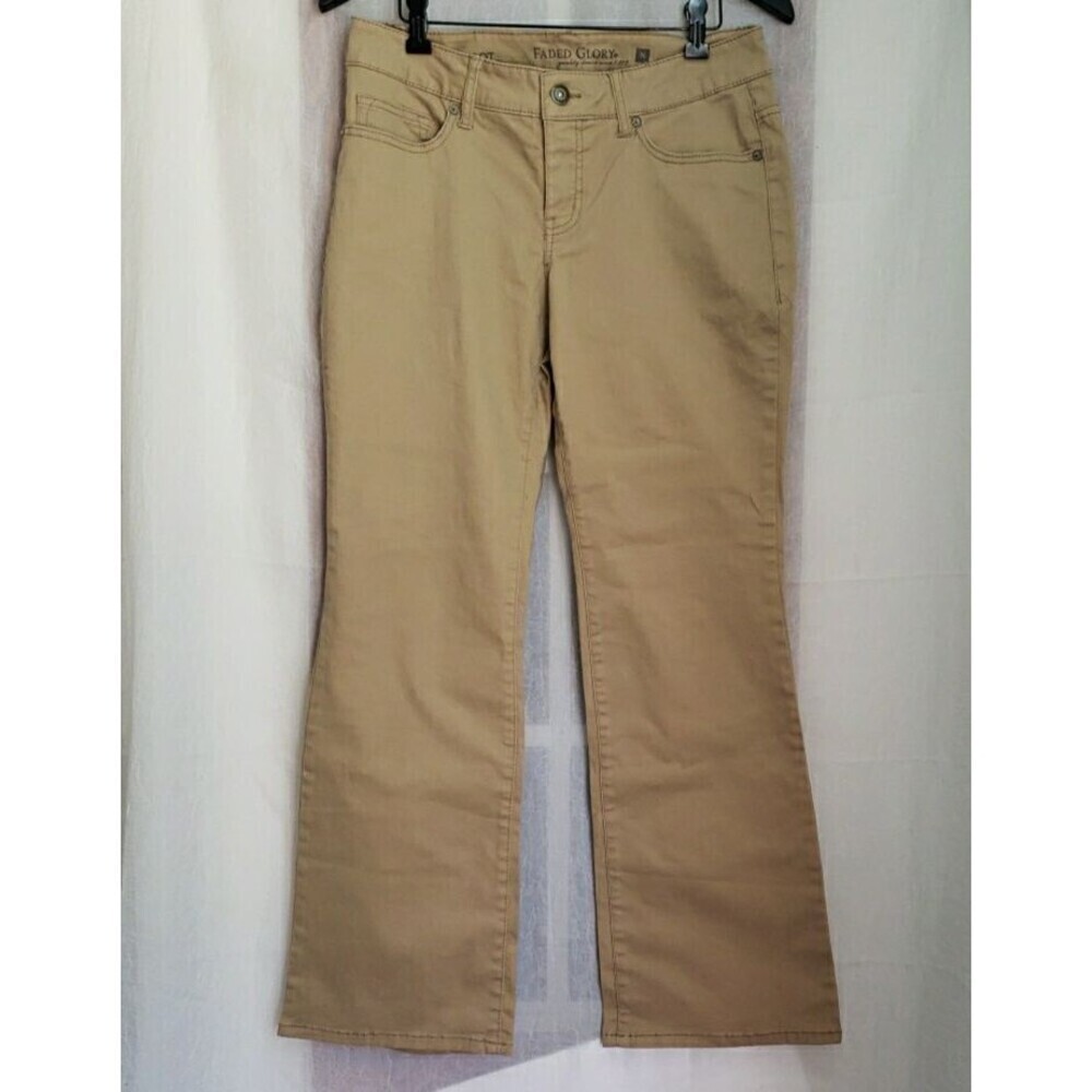 Faded Glory Jeans Womens 8 Average Tan Mid Rise Stretch Bootcut 1972